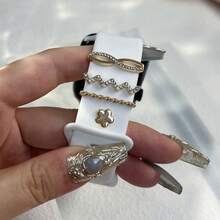 1件貓爪鏤空設計純色矽膠錶帶，附蝴蝶扣，適用於Apple 8，裝飾配件 - 金色 - 查看 6