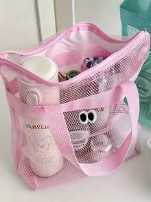 Cartoon Big Eye Mesh Toiletry Bag, Travel Beach Bag, Portable Large Capacity Clothing & Toy Storage Bag, Suitable For Outdoor Activities And Holidays - Multicolor - View 2