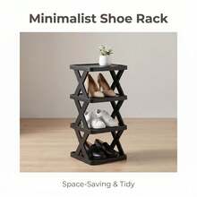 Multi-Layer Narrow Shoe Storage Rack, Foldable X-Shaped Shoe Organizer, Space-Saving Vertical Shoe Rack, Suitable For Entryway, Hallway, Bedroom, Apartment - Multicolor - View 5