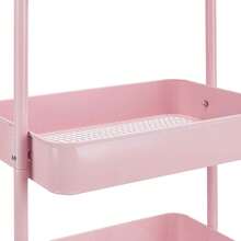 Charcoal 3-Tier Rolling Kitchen Cart With Wheels Storage Trolley For Home Office Bathroom Organization - Dusty Pink - View 6