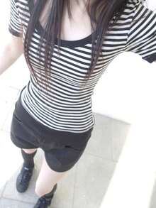 Slim Fit Striped Regular Shoulder Large Scoop Neck Short Sleeve Undershirt Top Casual Summer - Black and White - View 6
