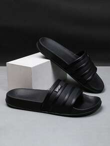 HISQIM Men's Casual Slippers, Simple And Fashionable Men's Sandals, Home Slippers, Beach Sandals, Indoor Slippers, Bathroom Sandals, Comfortable, Thick Sole - Black - View 2