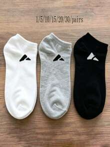 20 Pairs Unisex Sports Socks White/Black/Grey Comfortable Breathable Short Socks Couple Boat Socks Suitable For Daily Casual Wear Diagonal Design Sweat-Absorbent Breathable Classic Versatile Solid Color Minimalist Fashion 1/3/5/10/15/20/30/ Pairs - Multicolor - View 10