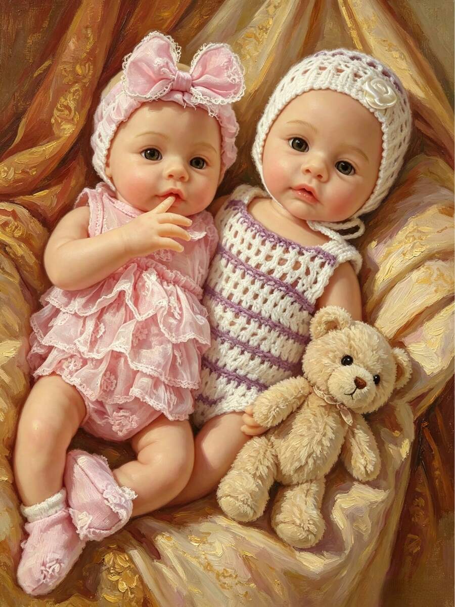 1 Pc 13 Inch Meadow Reborn Baby Girl Soft Silicone Doll With 2 Styles To Choose Lifelike & Anatomically Accurate Ideal Gift And Collectible - Multicolor - View 1