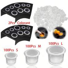302件組紋身墨水杯套組-100個小號、100個中號、100個大號紋身墨水杯+2個黑色杯架,耐用塑膠材質,附容器固定,適用於半永久彩妝容器蓋,紋身配件與用品,紋身師必備,適合身體彩繪與紋身,萬聖節送禮給朋友的完美禮物,素描風格 - 查看 8