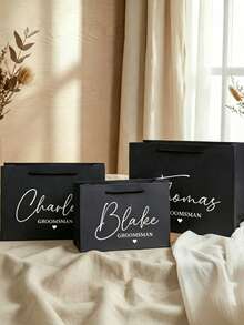 Personalized Name Gift Bags, Customized Wedding Gift Bags, Personalized Reusable Paper Wedding Favor Bags; Multi-Functional, Durable, Fashionable And Reusable. - Multicolor - View 4