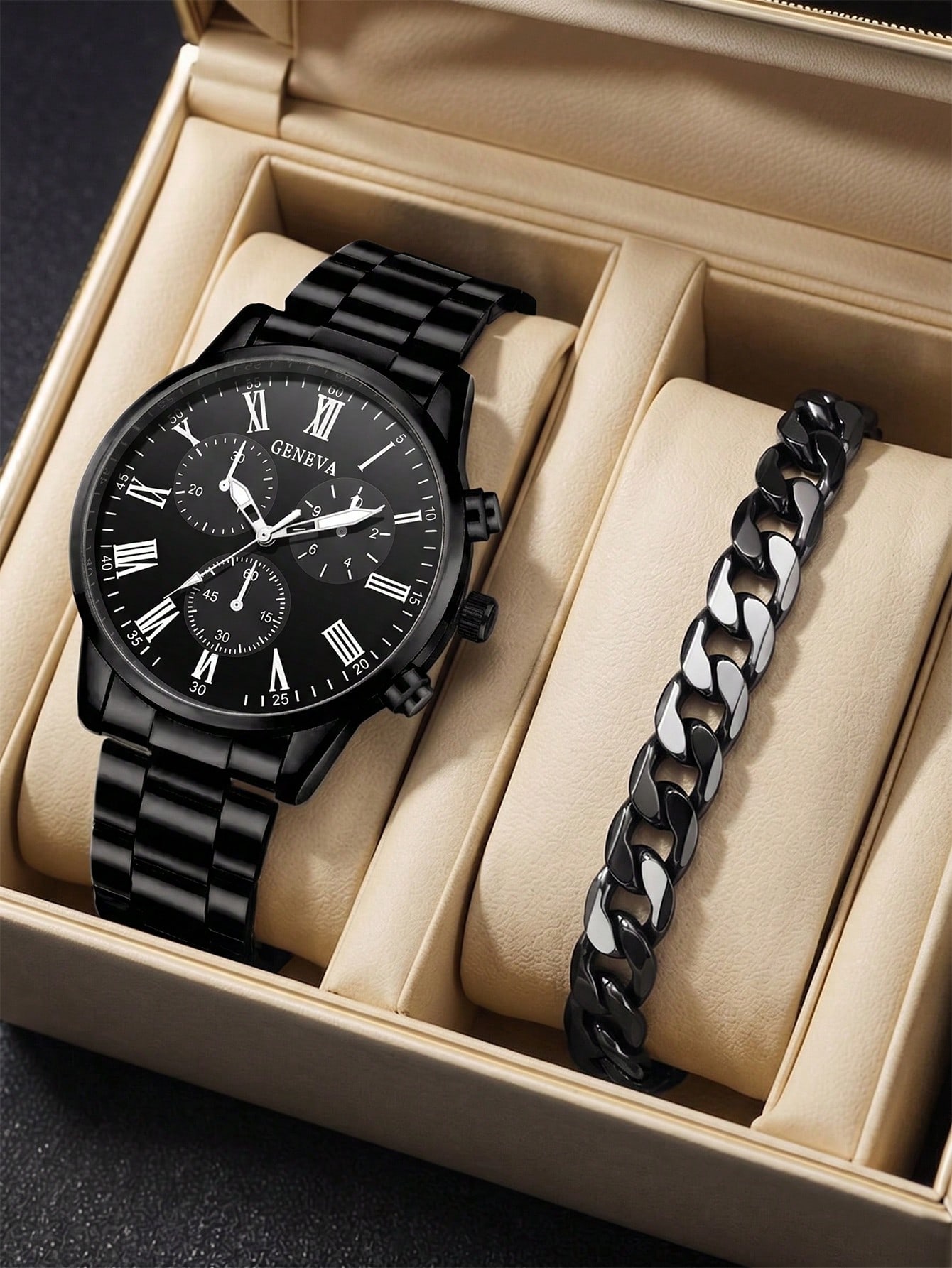 2pcs/Set Men's Watch Minimalist Fashion Business Casual Men's Quartz Watch