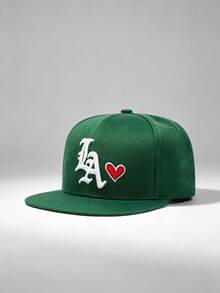 1 Stück Unisex Baseballkappe mit besticktem Buchstaben "LA" im Hip-Hop-Stil, verstellbar, geeignet für Outdoor-Sport, Wandern, lässigen Alltag - LA Herzförmige Flachdach - Übersicht 12