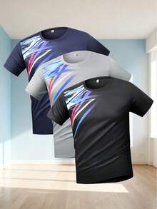 2026 World Cup Fan Celebration Men's Shoulder Colorful Diagonal Stripe Digital Print Quick-Dry Breathable Crew Neck Loose Fit Short Sleeve T-Shirt - Multicolor - View 8