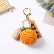 1Pc Neutral Hand‑Knitted Fruit Keychain, Cute Peach Orange Bag Charm, Positive‑Energy Pendant, Daily Decor, Thanksgiving Christmas Teacher's Day Gift - Multicolor - View 13