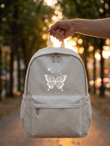 1 pieza Mochila con mariposa a rayas blancas de gran capacidad con múltiples bolsillos, ligera para estudiantes y adolescentes, perfecta para el campus, viajes y desplazamientos diarios - Multicolor - Ver 11