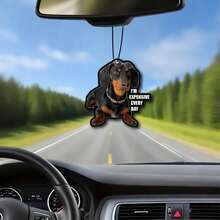 Funny Dog Design Car Hanging Air Freshener, Cool Puppy With Fashion Glasses & Gold Chain Plus Quote "I'M EXPENSIVE EVERY DAY" Scent Paper Ornament, Auto Rearview Mirror Decor, Funny Gift For Dog Lovers - A - View 9