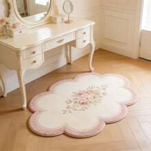 1 pieza Alfombra floral rosa, linda, acogedora, alfombra gruesa, alfombra de felpa, alfombra de otoño/invierno, alfombra gruesa, alfombra decorativa, decoración de dormitorio, alfombra pequeña, alfombra, decoración del hogar, alfombra de sala de estar, alfombra pequeña de sala de estar, alfombra de dormitorio - Multicolor 9 - Ver 5