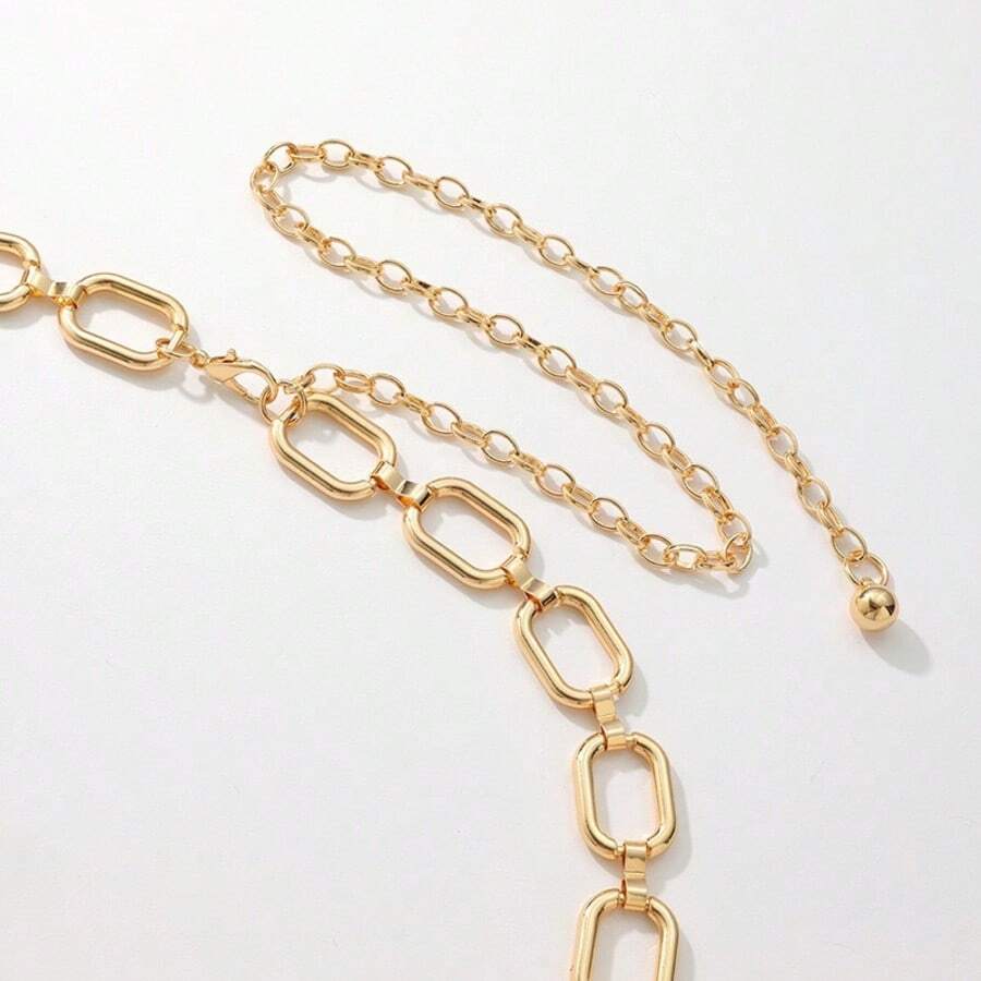 Plus Size Bohemian Vintage Women's Fashion Floral Waist Chain - Gold - View 1