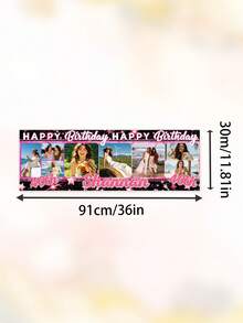 Individuelles Foto-Geburtstagsbanner, personalisierter Name & Alter Happy Birthday Hintergrund, anpassbar mit mehreren Fotos & Text, 21. 24. 30. 40. Geburtstagsparty Dekorationen für Frauen, wandmontiertes Foto-Collage Geburtstagsbanner - Verschiedenfarbig - Übersicht 10