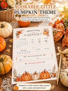 5/20 piezas Juego de Baby Shower de Otoño - Tarjetas de Predicción de Bebé y Consejos de Invitados, Decoración de Revelación de Género con Calabaza Pequeña, Recuerdos de Baby Shower, Suministros para Fiesta con Tema de Halloween - color calabaza - Ver 6