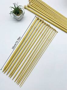 35cm Natural Bamboo Single Point Knitting Needles, 2pcs/Pack, 12 Sizes Available, Smooth & Lightweight Knitting Tool, Suitable For Home DIY And Women Knitting Enthusiasts, For Scarf, Sweater Hand Knitting - 35cm Bamboo White Double-pointed Knitting Needle - View 8