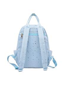 LECEY Women's Diamond Quilted Embroidered Backpack - Blue - View 4