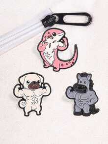 Muscular Animal Cartoon Enamel Pin Strong Muscular Leopard Gecko Pug Horse Brooch Bag Lapel Badge Jewelry Gift For Gym Lovers - Multicolor - View 9