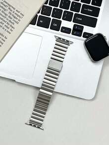 Huastonband 1件磁吸式不鏽鋼金屬錶帶，相容於 38mm/40mm/41mm/42mm/44mm/45mm/49mm/46mm，適用於 Ultra/SE/S10/S9/8/7/6/5/4/3 系列。佩戴舒適，適合四季。智慧手錶配件錶帶，女性配件夏季海灘派對聚會、母親節、畢業季、返校季學生同學禮物 - 銀色 - 查看 3
