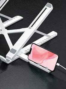 1PC 2-In-1 Adjustable Tablet Stand With Built-In Phone/Stationery Storage Compartment, Portable Foldable ABS Desktop Organizer, Suitable For IPad, Kindle, Smartphone And E-Reader, Back To School Season - Computer Stand - View 5