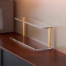 1pc Modern Multi-Layer Cosmetic Storage Rack - Built With Sturdy Wood And Acrylic Materials, Space-Saving Countertop Storage Shelf With Practical Shelves, Suitable For Walls, Bathrooms, Etc. - Multicolor - View 8