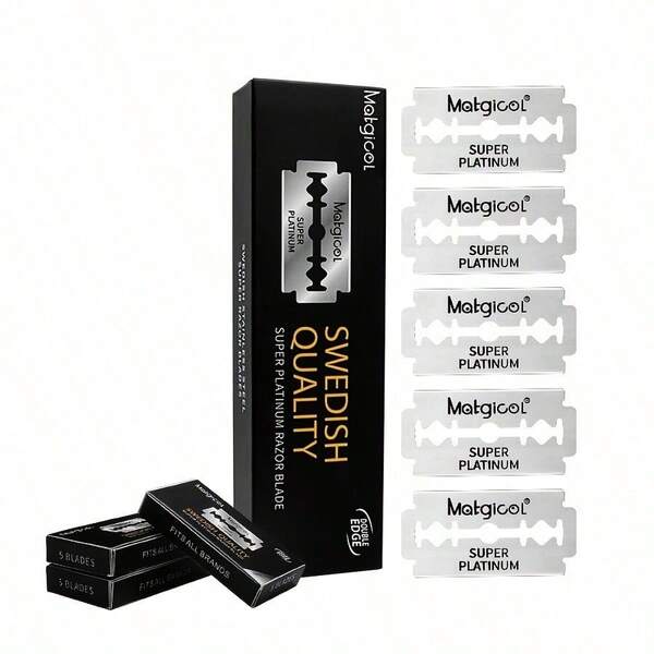 Swedish Platinum Steel Double Edge Safety Razor Blades, Men's Razor - 100pcs, Provides Smooth, Precise And Clean Shaving Experience