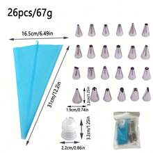 Piping Bags And Tips Set, Cake Decorating Kit Supplies, Frosting Piping Kit For Baking With Pastry Bags And Tips, Standard Converters, Silicone Rings, Reusable Piping Bags For Cookie Icing, Cupcake - Multicolor - View 11