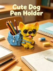 1PC Resin Dog Pen Holder, Cute Cowboy Bag Desk Organizer, Christmas Gift For Teacher Friend Student, Birthday Present For Pet Lover School Supplies - Style 1 - View 3