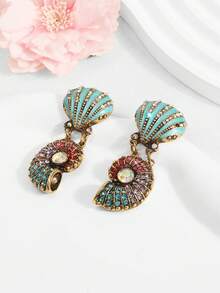 1 Pair European And American Exaggerated Style Oil-Drip Shell Conch Earrings, High-End Sense, Feminine Charm Jewelry Accessories - Seashell Earrings - View 2
