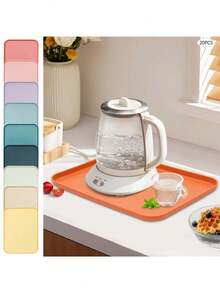 1pc Plastic Fast Food Tray, Bulk Colorful Cafeteria Food Tray, Rectangular Meal Tray, Restaurant Lunch Tray, Suitable For School, Party, Kitchen, Cafe, BBQ Dining, 10 Colors (30.48 X 22.86 Cm) - View 5