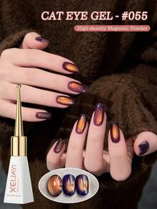 XEIJAYI 1 Bottle 10ml Cat Eye Magnetic Gel Nail Polish, UV LED Lamp Curable, Removable, Summer Gift For Women - Purple Red - View 2