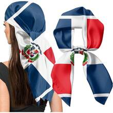 Head Scarf For Women's Hair Fashion Silk Scarf Square Satin Headscarf Bandana - Dominican Republic Flag 02 - View 8