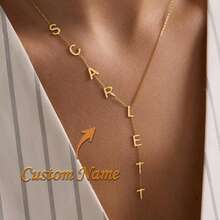 Lasso Style Letter Necklace, Customized Pendant Name Necklace, Gold Y-Shaped Name Necklace, Personalized Women's Gift, Bridesmaid Jewelry, Christmas Gift - Multicolor 2 - View 4
