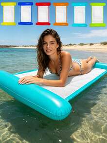 chongqishuishangfuchuang 1pc Inflatable Float, Minimalist Dual Tube Design, Solid Color , PVC Material, Suitable For Water, Pool, Beach, Theme Party, Water Inflatable Float, Water Resting Seat, Inflatable Floating Object, Air Pump Sold Separately - Double-tube Solid Color Floating Bed - View 2