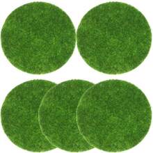 5pcs Happyyami Artificial Moss Mats, Round Mini Faux Grass Pads, Suitable For Bonsai, Terrarium, DIY Crafts And Garden Decor - A - View 4