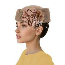 European And American New Style Space Layer Rhinestone 2-Flower Multi-Layer Stacked Tie-Up African Evening Party Hat Auto Gele Headwrap - Flower Hat - View 17