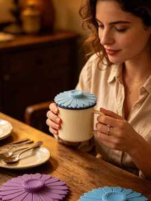 2pcs Silicone Cup Lid Creative Sealed Mug Cover Dustproof Glass Ceramic Cup Cover For Multiple Cup Types - 彩色 - 查看 1