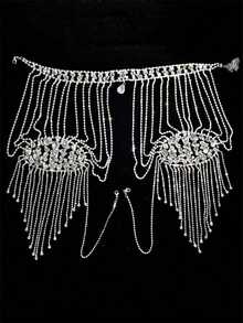 1PC Exaggerated Rhinestone Shoulder Chain, Bridal Wedding Banquet Dress Women's Fashion Jewelry Accessory - Silver - View 3