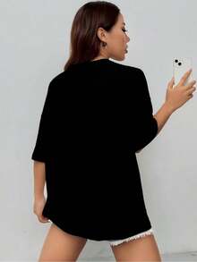 100% Cotton Unisex Tee, Star & Ladybug Print, Vintage Style, Premium Fabric, Summer Graphic Top, Ideal For Daily Wear & Holiday Gifts - Black 2 - 查看 2