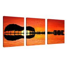 3 Panel Guitar Tree Lake Sunset Posters Wall Arts Posters Home Decor Posters Paintings Modern Living Room Bedroom Decoration Optional Framework - Multicolor - View 13