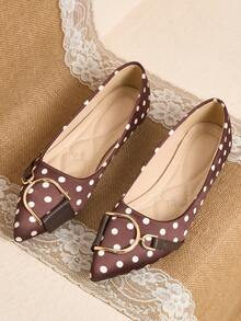 WHDXY 女款酒紅色蝴蝶結裝飾花卉平底鞋，尖頭軟底休閒低鞋口，度假約會風 - 深棕色 - 查看 19