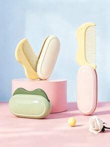 3/1 pieza Peine portátil plegable mini de bolsillo, dientes de doble uso seco & húmedo antiestáticos, puntas redondeadas suaves para masaje del cuero cabelludo sin tirar del cabello, opciones de colores macaron, con estuche de almacenamiento para evitar suciedad y polvo, peine pequeño esencial para viajes, viajes de negocios, bolsa de maquillaje, dormitorio de estudiantes, desplazamientos, peinado, arreglo de flequillo, uso doméstico, salidas al aire libre, accesorio para el cabello compacto y ahorrador de espacio - Plegable - Ver 2