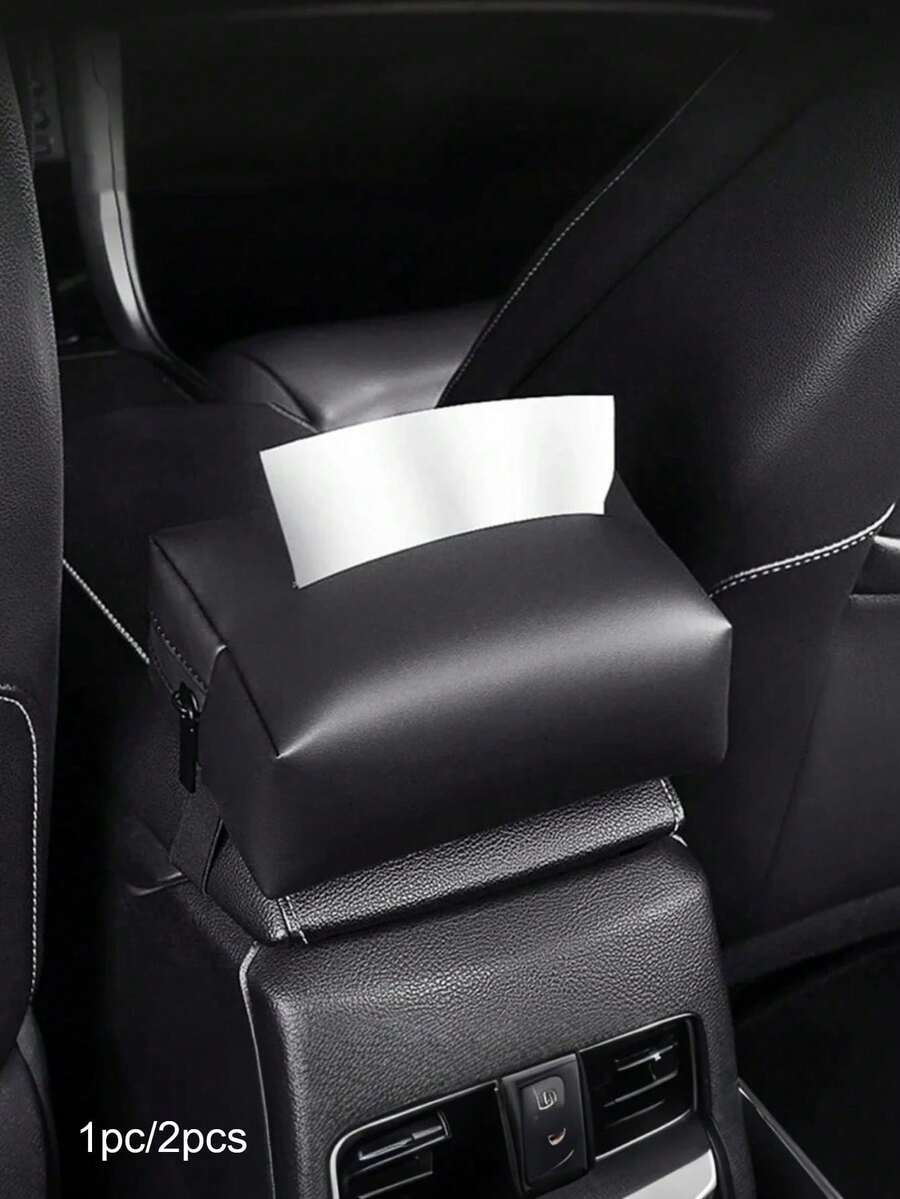 Multi Functional Car Leather Tissue Box, Multi-Functional Car Tissue Box, Creative Car Armrest Tissue Holder, Rear Seat Mounted Tissue Holder, Car Tissue Box Armrest Drawer Bag, Car Seat Back Hanging Type, Sun Visor Tissue Bag, Car Accessories - Multicolor - View 1