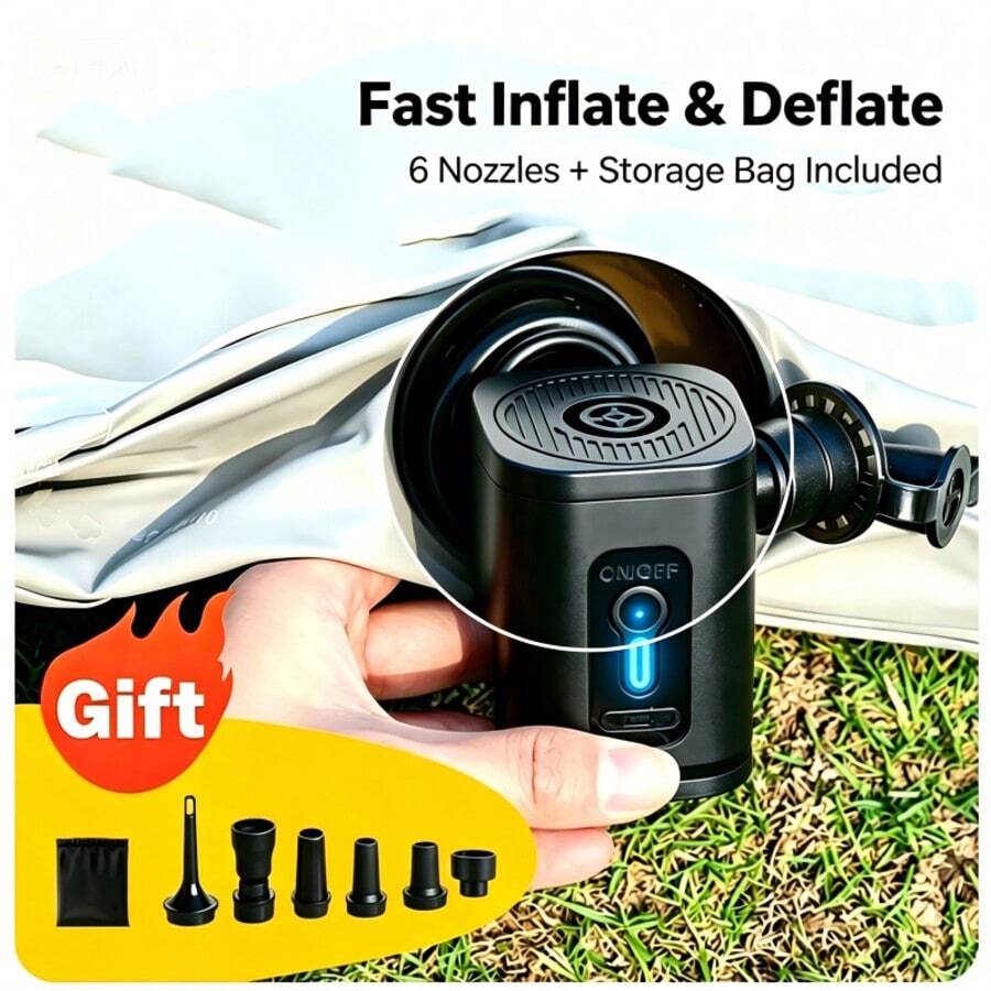 Portable Electric Air Pump For Inflatable Pool Floats And Swim Rings, Fast Inflation And Deflation, Multiple Nozzles - Portable Air Compressor - View 1