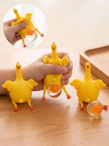 Prank Chicken Stress Relief Decor, Squeeze Out Egg Funny Novelty Stress Relief Accessory, Humorous Toy, Suitable For Birthday, Graduation Season, Halloween Party And Office Use Funny Gift - Yellow - View 2