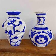 1000片浪漫藍白瓷器模型積木，可作為花束使用，完美禮物，小顆粒組裝模型拼圖紓壓玩具，沉浸式居家客廳裝飾擺件主題拼砌體驗，適合14歲以上，也是情侶與父母的絕佳選擇，高組裝難度，萬聖節/感恩節/聖誕節與返校季的完美禮物 - 彩色 - 查看 8