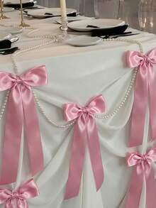1pc Faux Pearl Bow Pendant Birthday Photo Prop Style Room Window Wedding Wall Background - Multicolor - View 1