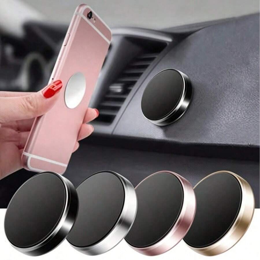 Aluminum Alloy Adhesive Magnetic Phone Holder, Suction Cup Foldable Stable Anti-Shake, Suitable For Car Navigation, Car Dashboard, Magnetic Phone Mount - Multicolor - View 1