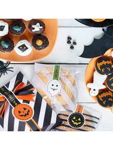 100/50pcs Pumpkin Head Long Strip Sealing Stickers, Self-Adhesive Label Decorative Sealing Stickers, Halloween Party Decorative Stickers - A - View 8